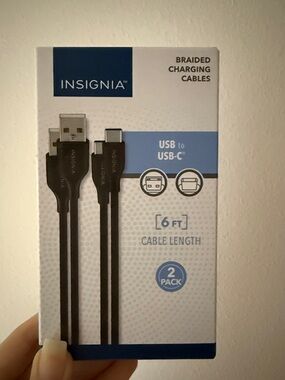 Insignia USB to USB-C Braided Charging Cables - Black (2 Pack)